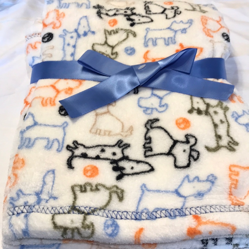 Cutie pie plush dog baby blanket